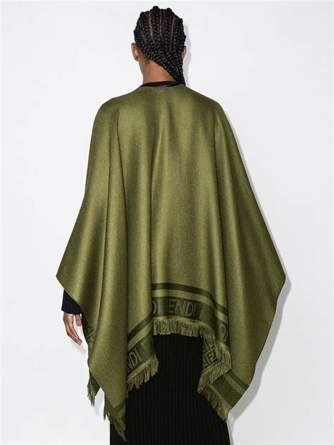 fendi fringed logo poncho|fendi silk scarf women's.